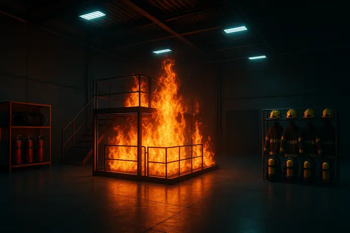 מתקן סימולציה מתקדם להדרכת כיבוי אש