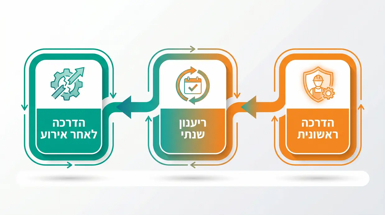 אינפוגרפיקה בעברית המציגה את תדירות ההדרכות לעובדים