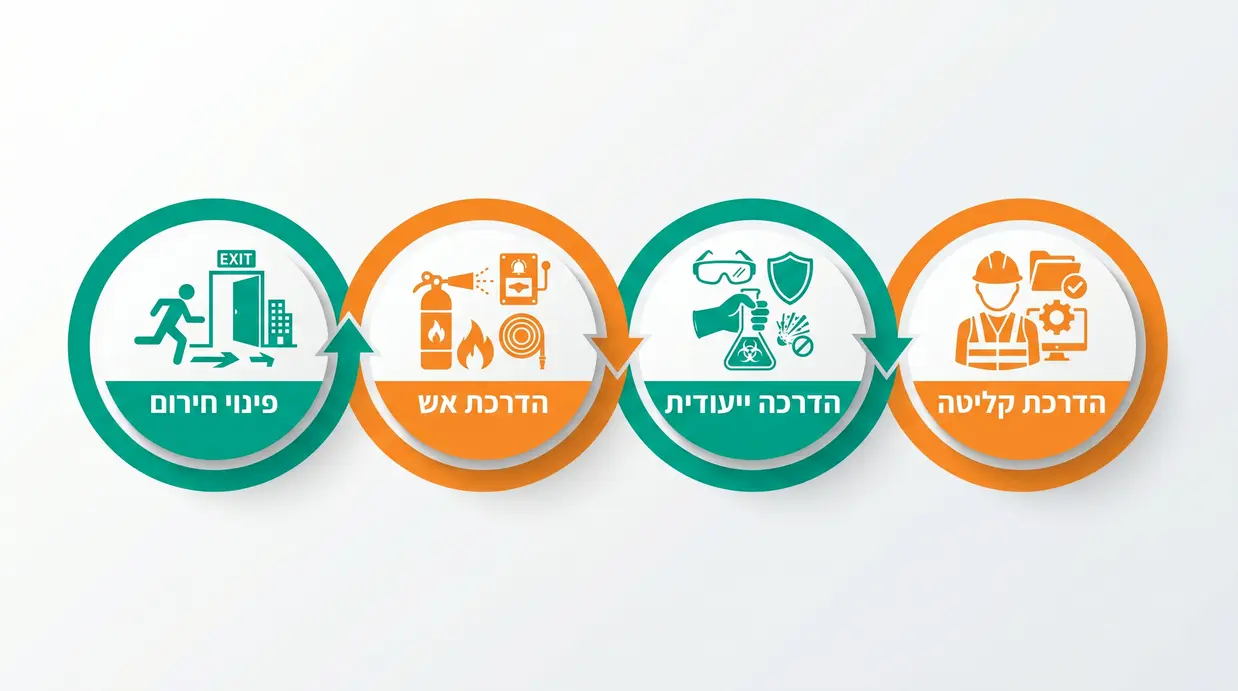אינפוגרפיקה בעברית המציגה סוגי הדרכות בטיחות בארגונים