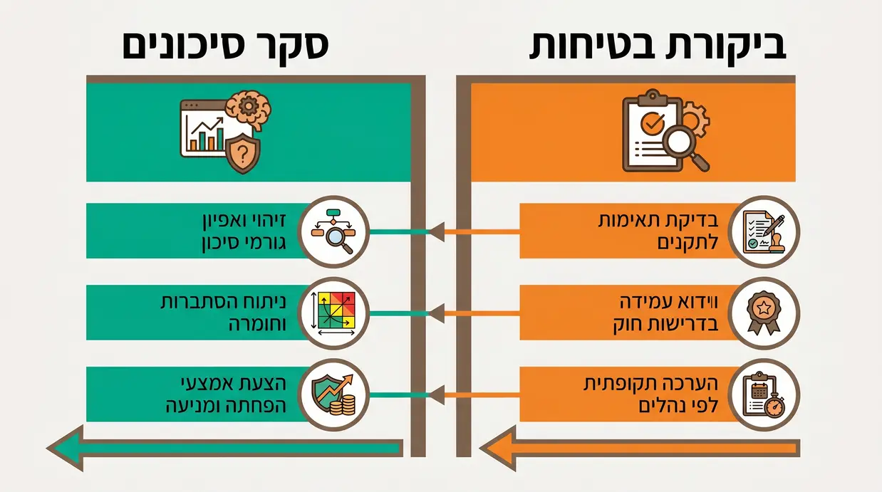 השוואה גרפית בין סקר סיכונים לביקורת בטיחות