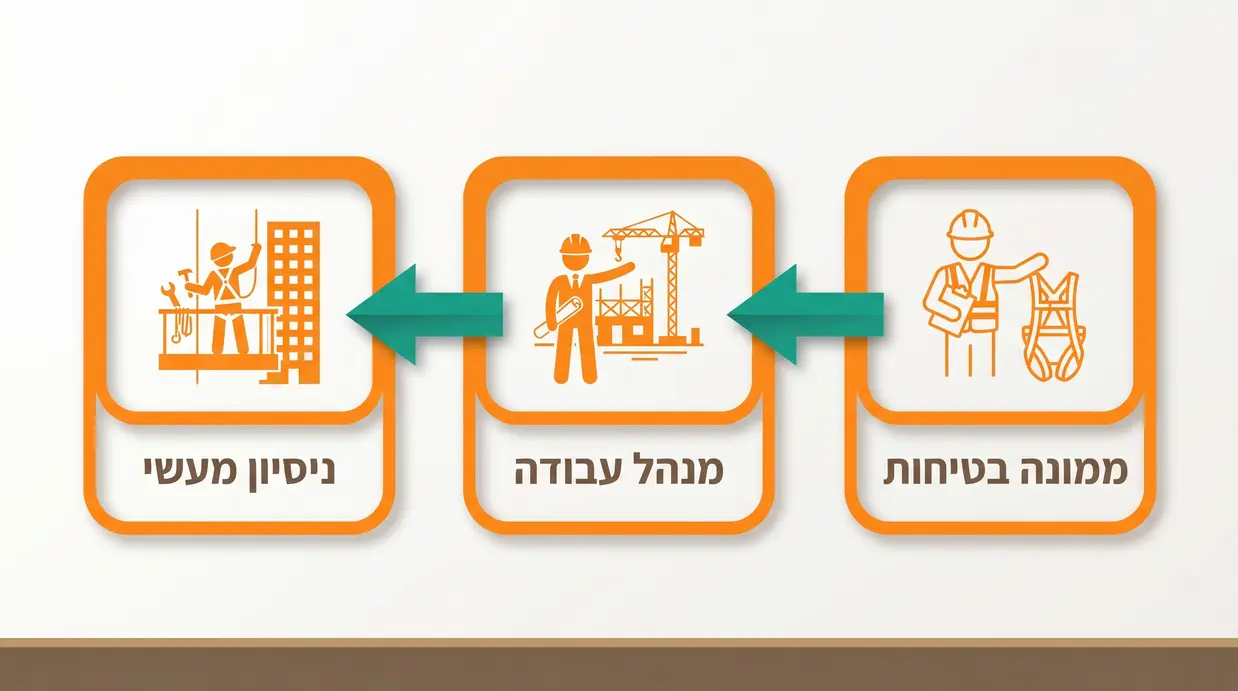 אינפוגרפיקה בעברית המציגה את דרישות הקבלה לקורס מדריך עבודה בגובה