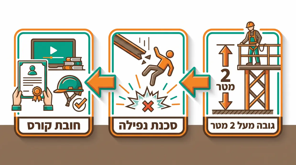 אינפוגרפיקה בעברית המציגה את חוק ה-2 מטרים וסכנת הנפילה