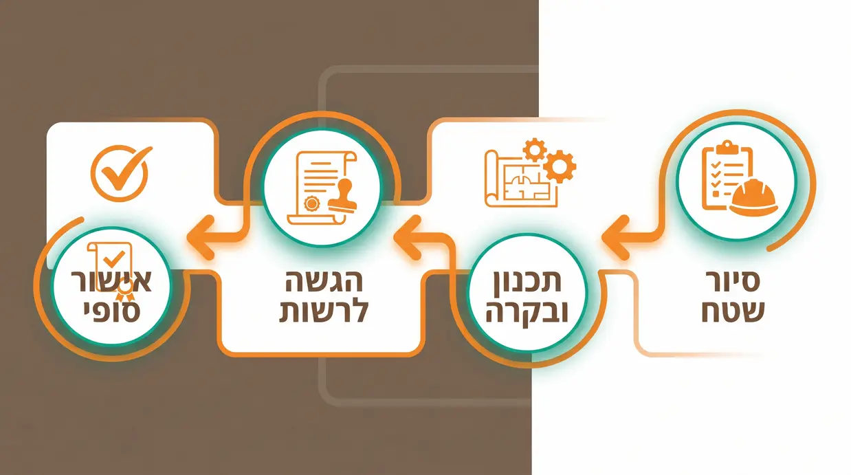 תרשים זרימה של שלבי העבודה מול יועץ בטיחות אש