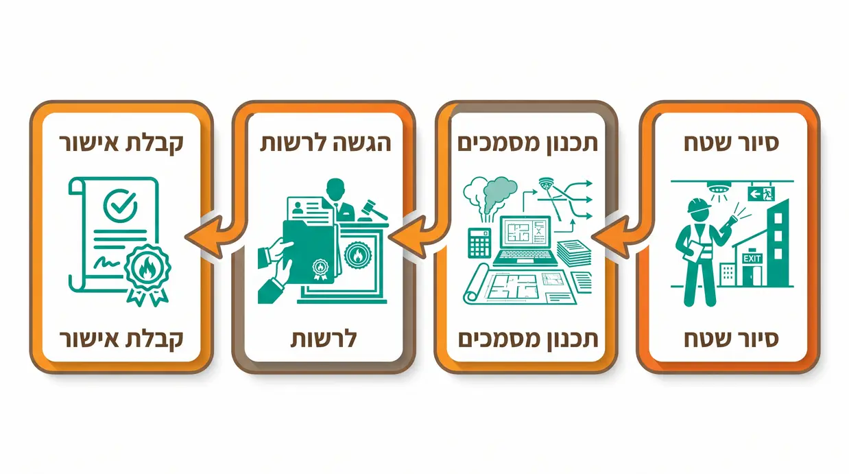 תרשים שלבי העבודה מול יועץ בטיחות אש