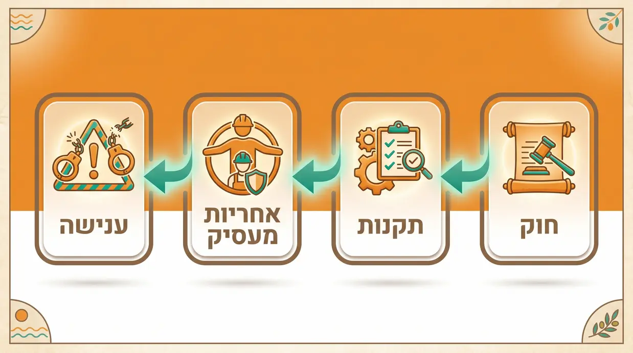איור אינפוגרפי בעברית המציג את החובה החוקית להדרכת בטיחות