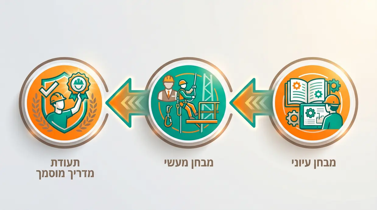 איור תהליך הסמכה הכולל מבחנים ותעודה רשמית