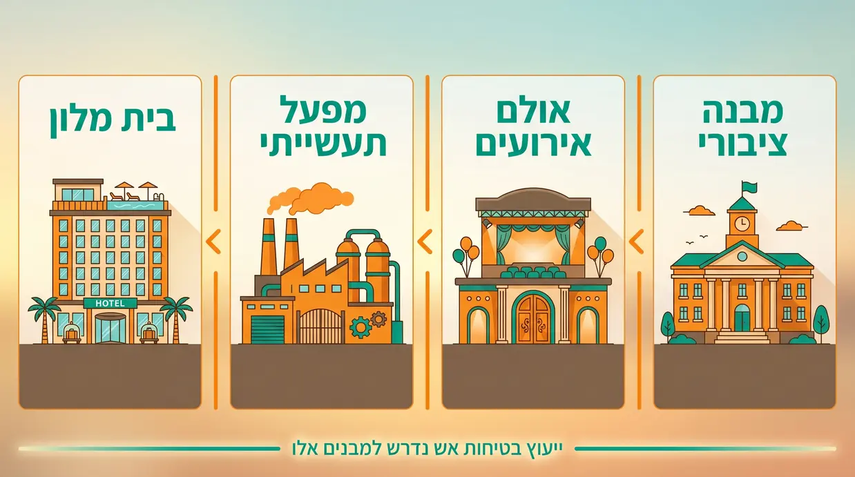 השוואה בין סוגי מבנים המחייבים יועץ בטיחות אש לפי החוק