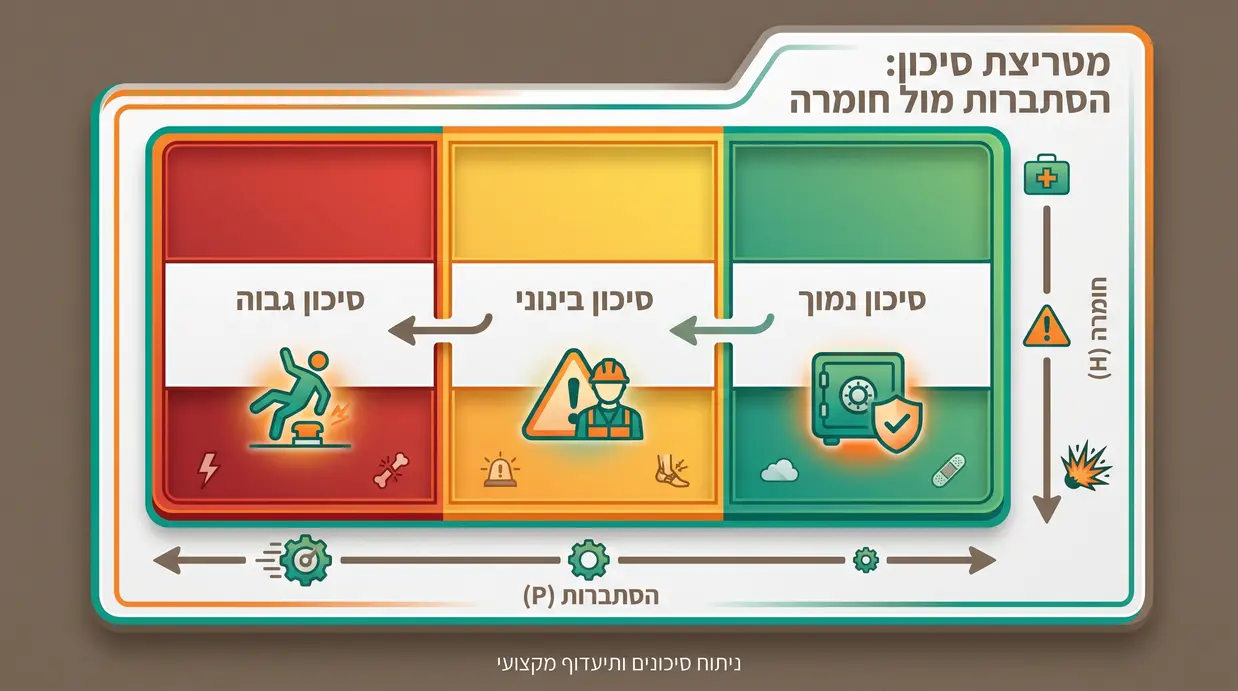 מטריצת סיכונים עם צבעי רמזור