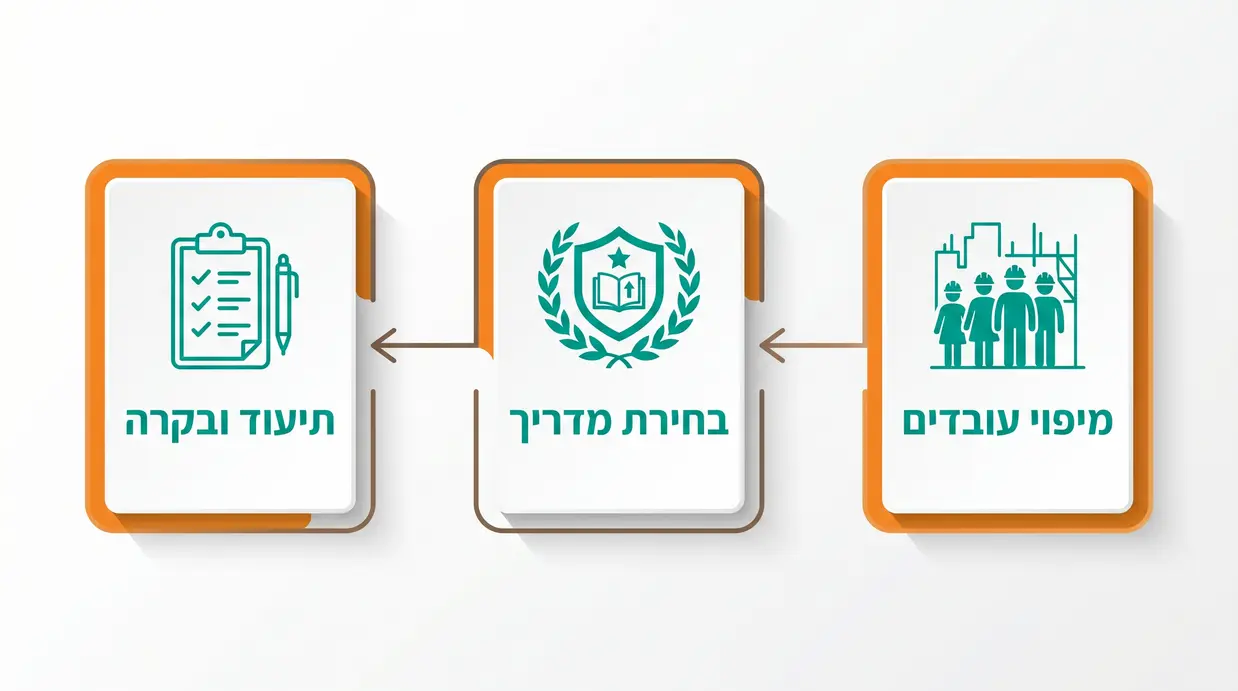 תרשים בעברית של צ'ק-ליסט לניהול הדרכות בטיחות בארגון