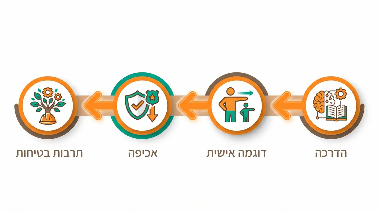 תרשים תהליך בעברית המציג את שלבי יצירת תרבות בטיחות פרואקטיבית בארגון