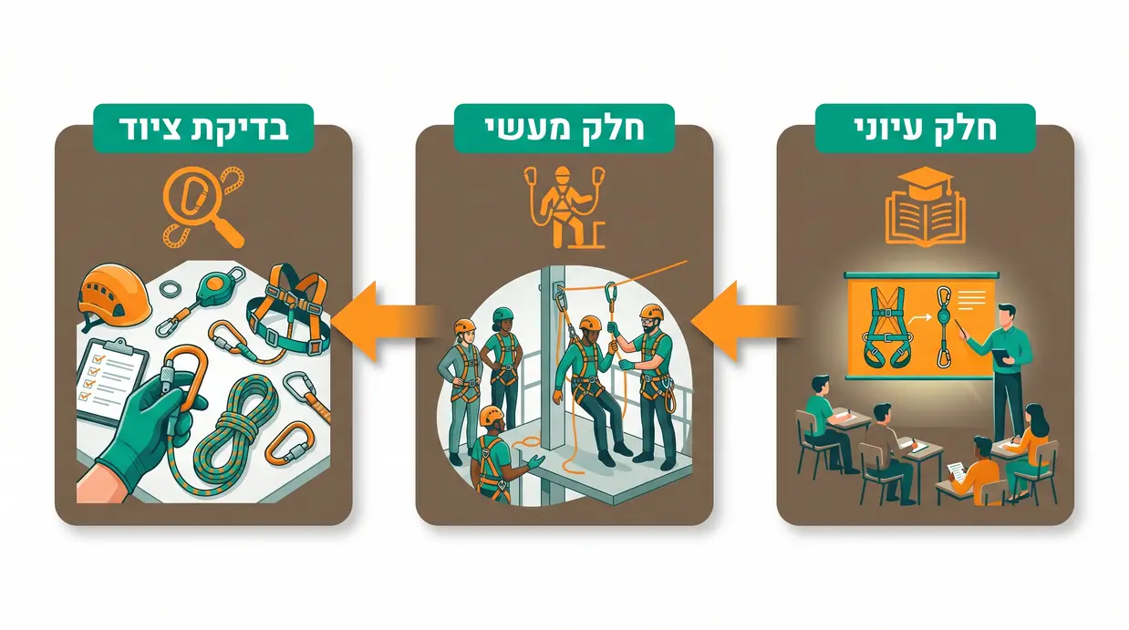 תרשים של שלבי ההדרכה בעבודה בגובה