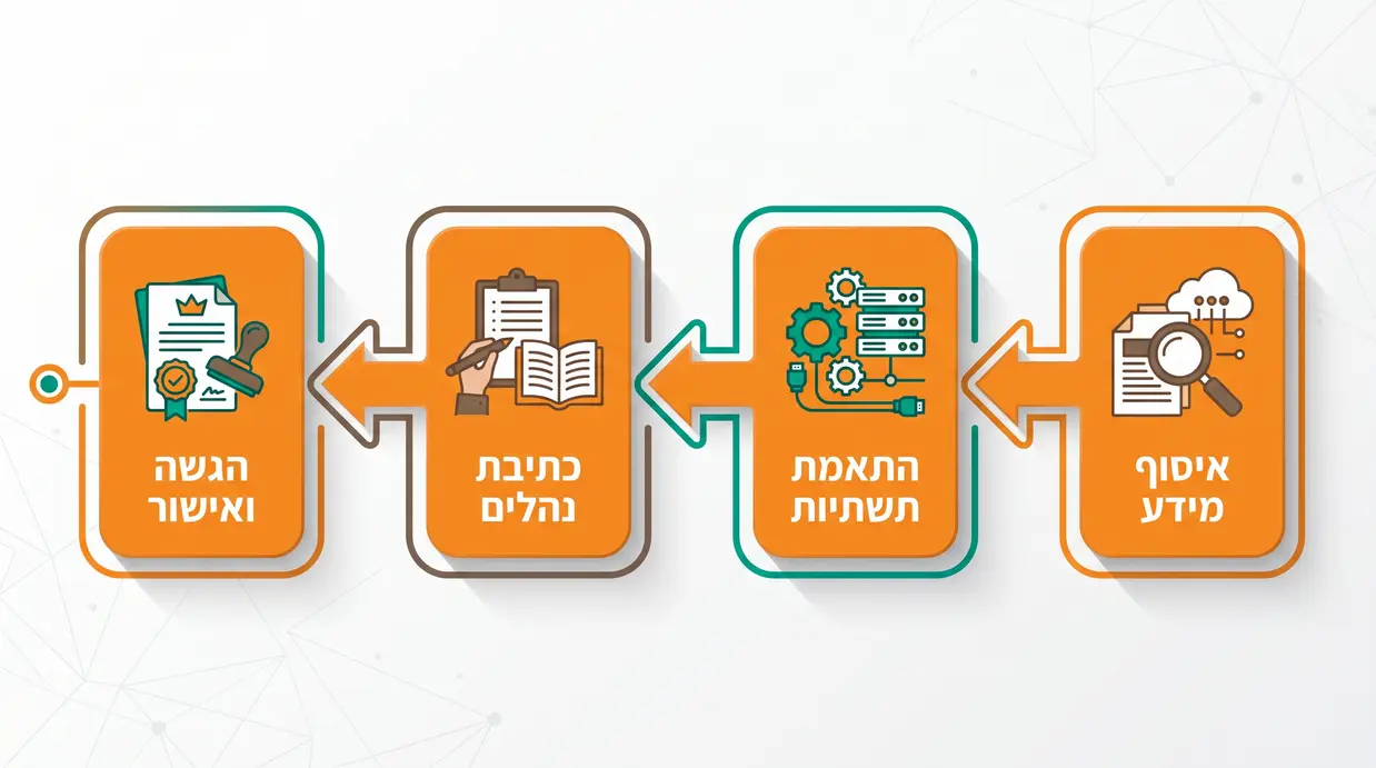 תרשים זרימה בעברית המציג את שלבי הכנת תיק המפעל