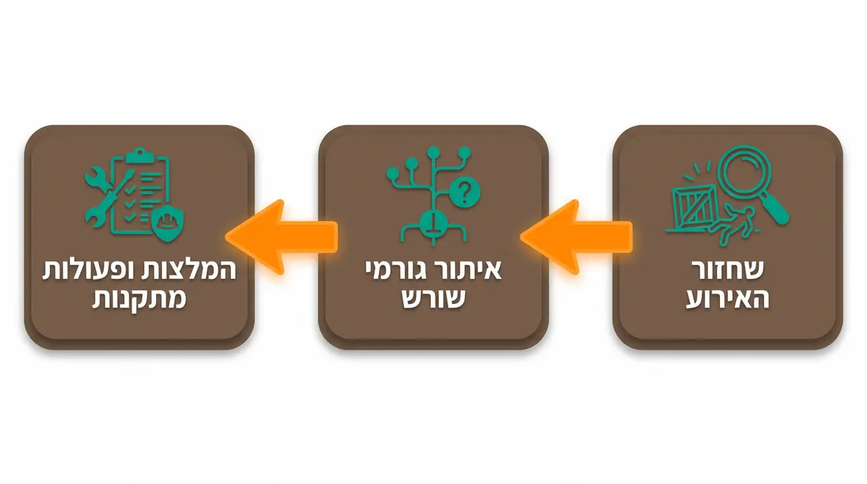 תרשים זרימה של שלבי חקירת תאונת עבודה